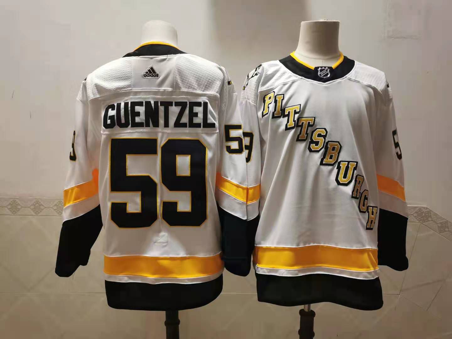 Men Pittsburgh Penguins #59 Guentzel White Authentic Stitched 2020 Adidias NHL Jersey->detroit red wings->NHL Jersey